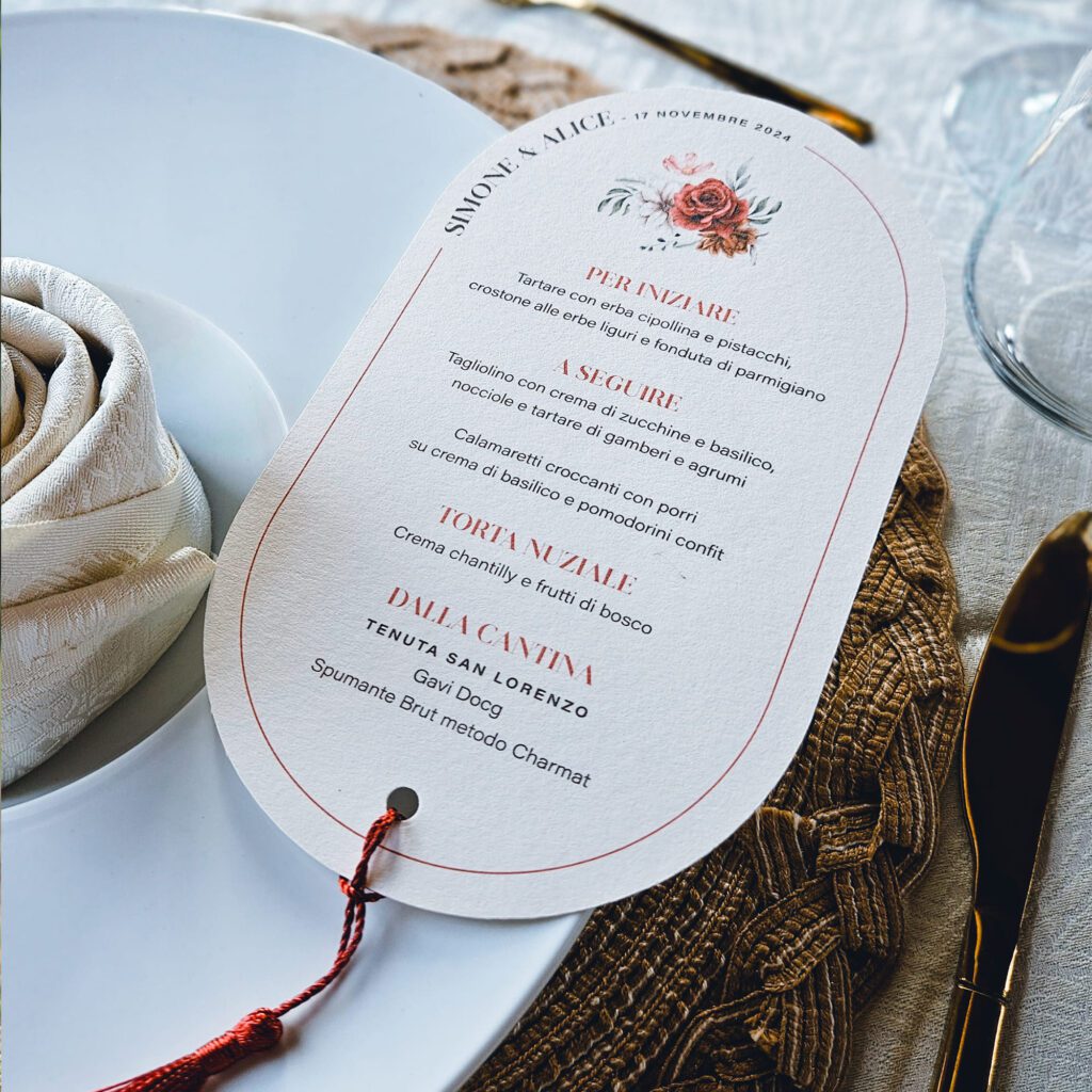 menu sagomato matrimonio autunnale